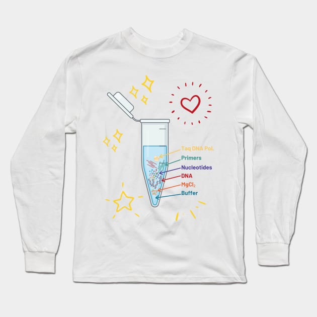 The Perfect PCR Polymerase Chain Reaction Process Steps Chemicals Biology Science Pipette Tubes Long Sleeve T-Shirt by labstud